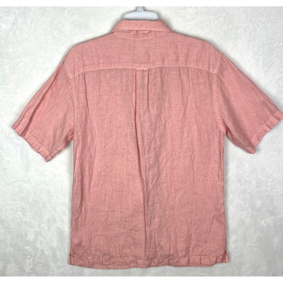 Todd Snyder Linen Button Up Shirt Mens Small Pink Short Sleeve Pocket Somelos - Picture 6 of 10